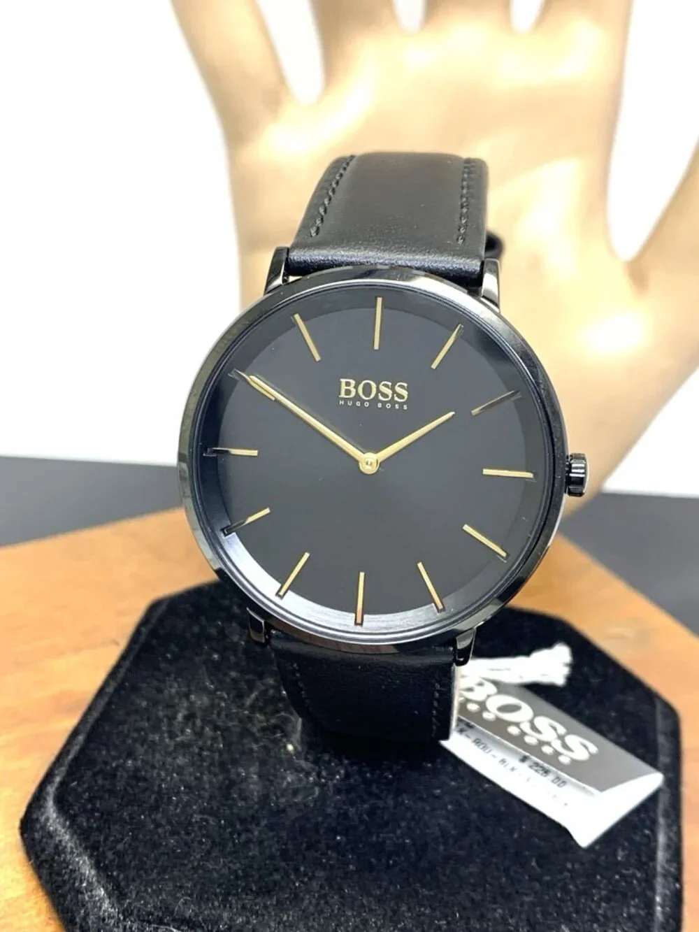 Hugo Boss Men's Watch 1513830 Quartz Skyliner Gold Black Dial Leather Band 40mm